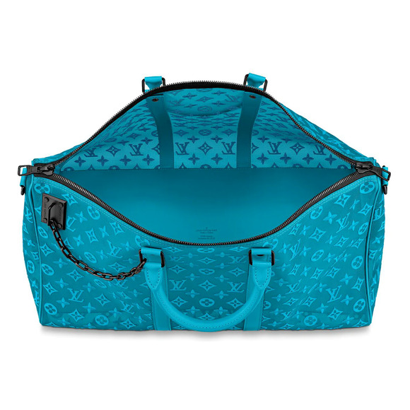 Louis Vuitton Keepall Bandouliere 50 Triangle Mesh Blue Black Weekend Travel Bag - Picture 9 of 11